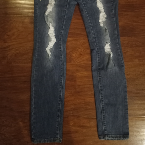 Jou Jou Ripped Rhinestone Jeans - Picture 2 of 6